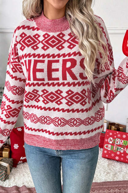 Merry Christamas Word Print Casual Sweater-tidenox