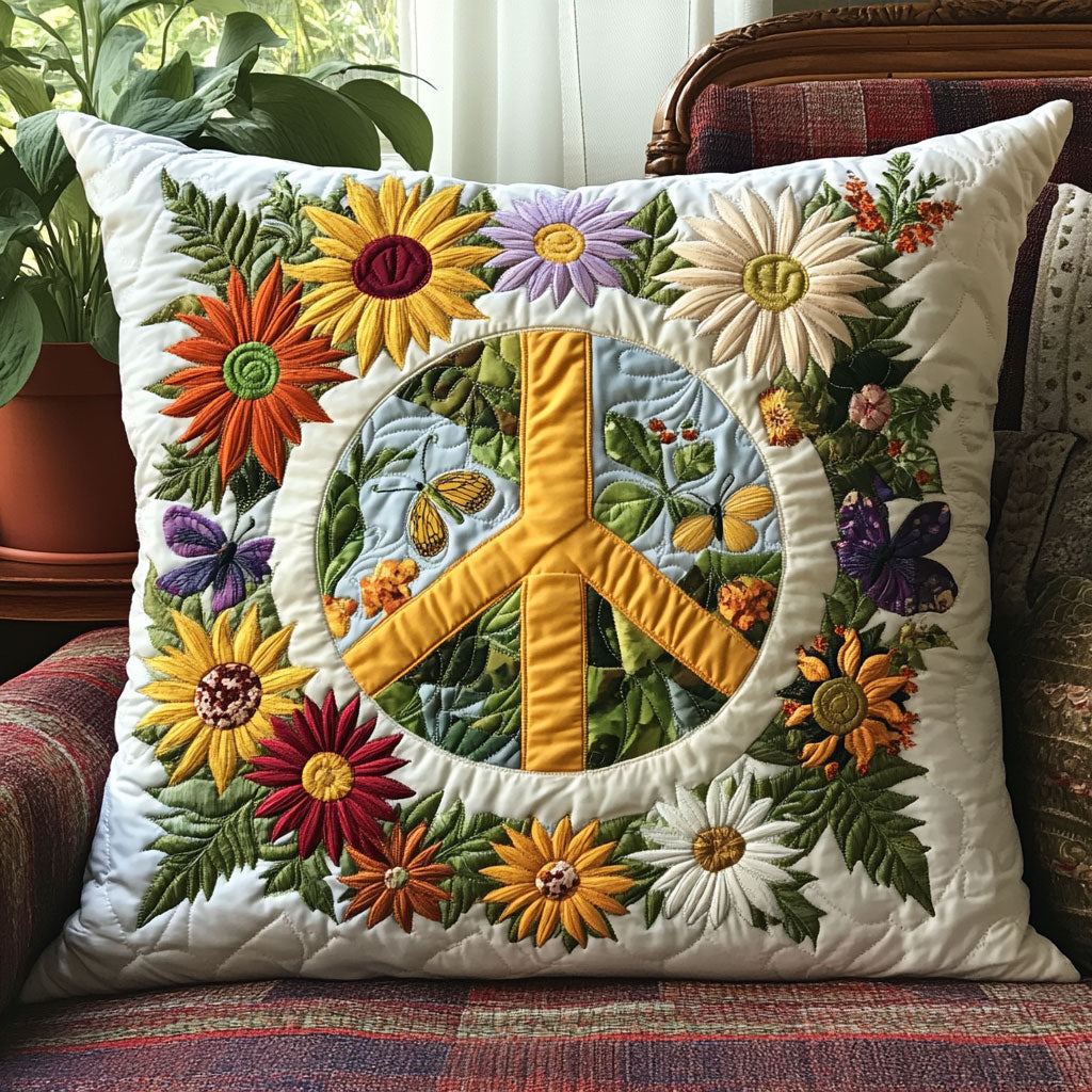 Floral Peace Sign CW1007019CL Quilt Pillow Case-tidenox