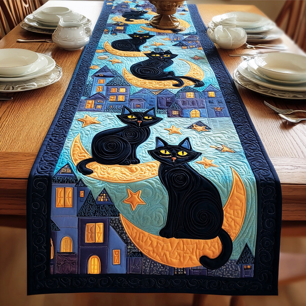 Moonlit Cat Dream Quilted Table Runner NCU0TD1178-tidenox