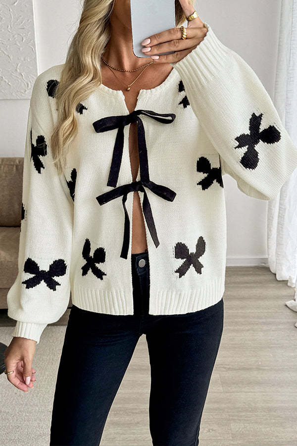 Fashion Bow Design Long Sleeve Casual Tops-tidenox