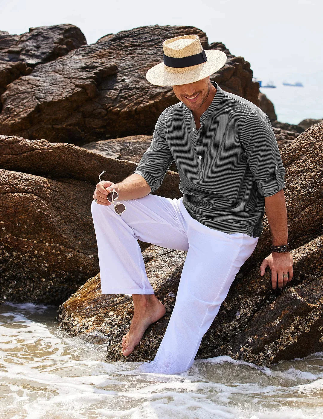 Men's simple modern utility style summer shirt-tidenox