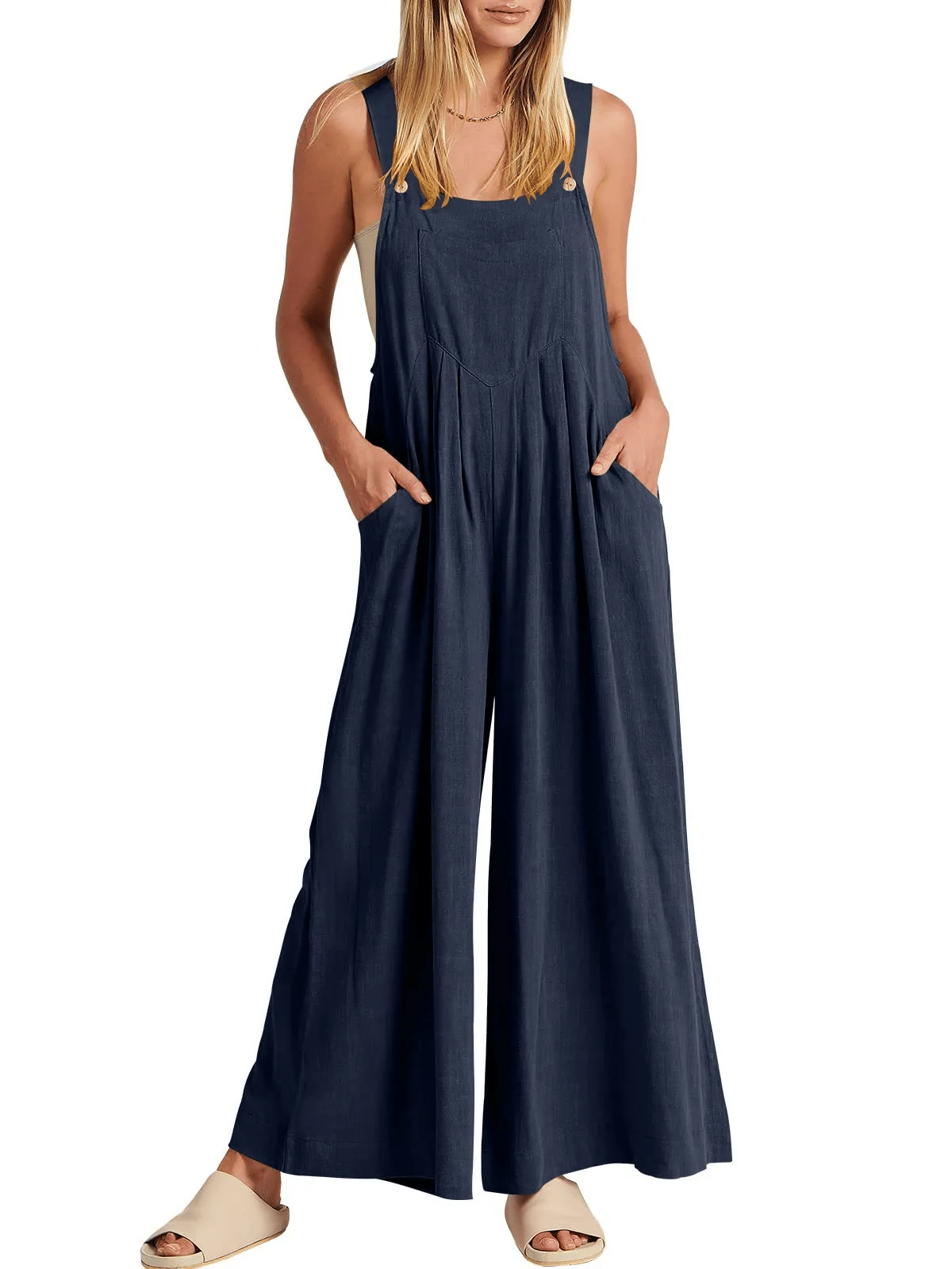 ✨Sleeveless Wide Leg Jumpsuit with Pockets-tidenox