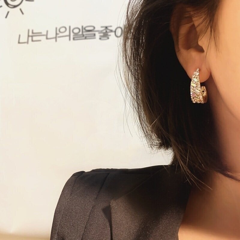 Hot sale 💥  silver  Fancy diamond geometric earrings-tidenox
