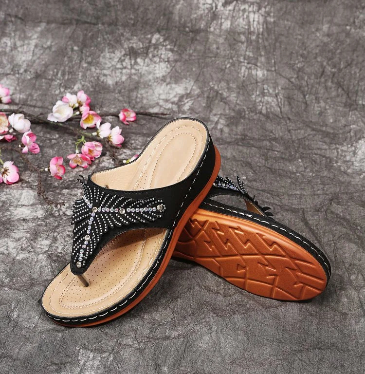 Women's Slope Heel Flip Flops Sandals-tidenox