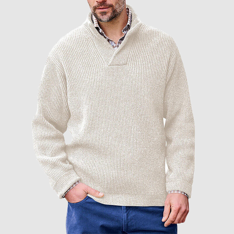 Men's knit jumper V-neck solid color sweater men's sweater-tidenox
