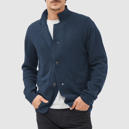 Men's Cardigan Casual Sweater Solid Color Sweater-tidenox