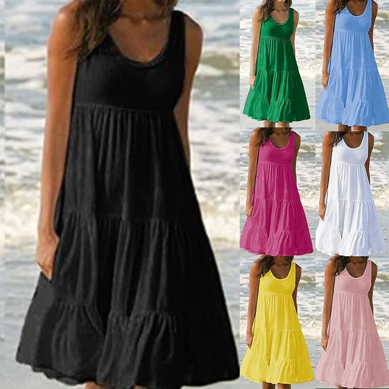 🔥Sleeveless Crewneck Panel Dress-tidenox