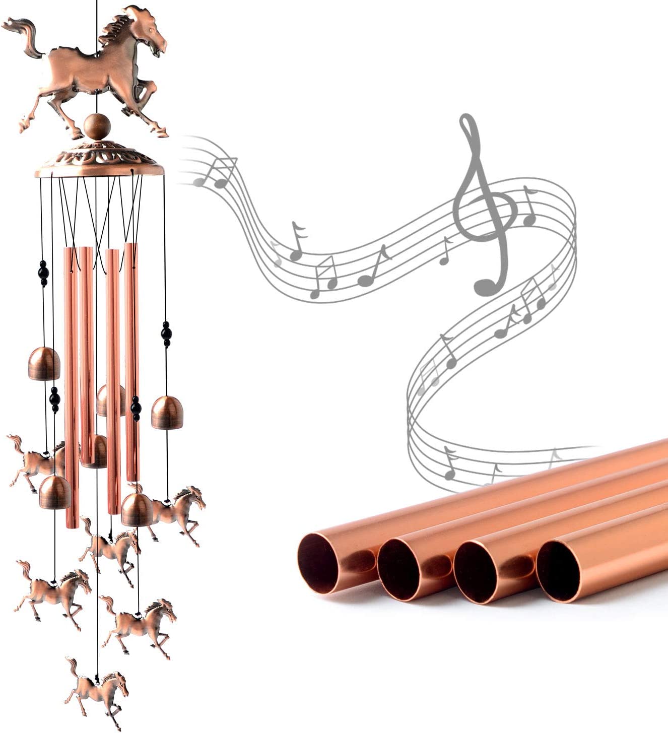Pure hand-made Copper Horse wind chimes-tidenox