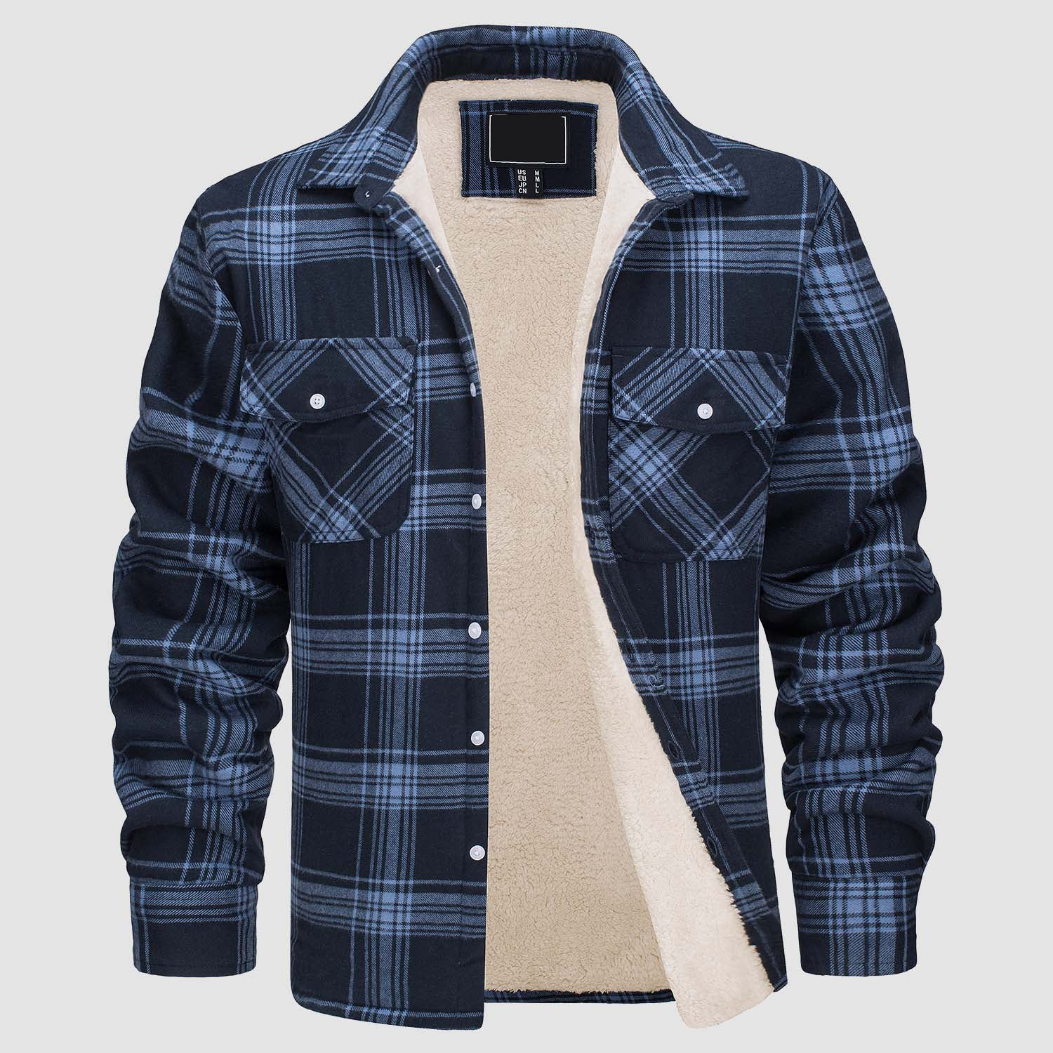 Men's Flannel Shirt Jacket - Fleece Lined Cotton Winter Coat-tidenox
