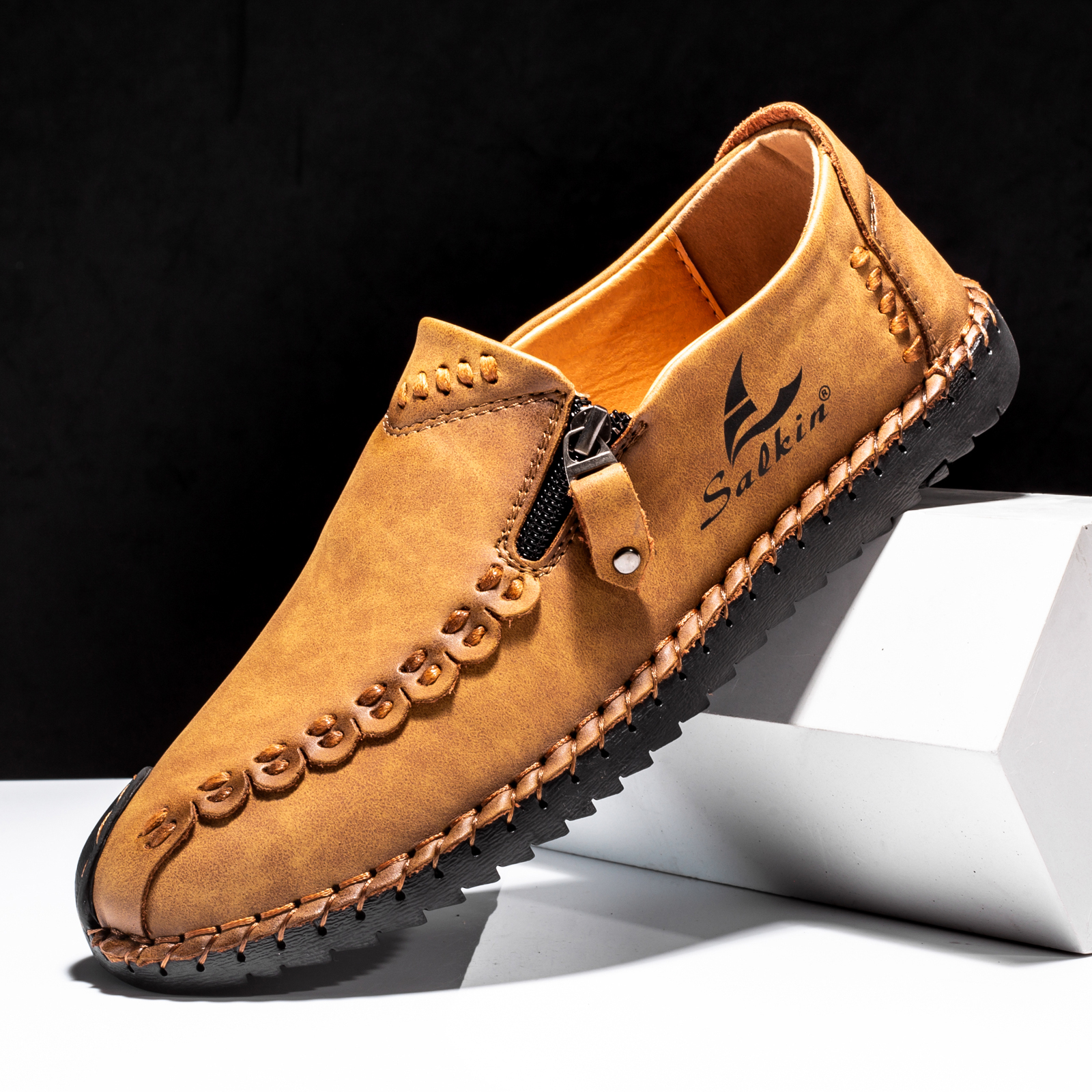 ⏰Limited Time Sale 70% OFF-Mens - Premium Leather Casual Driving Shoes-Waterproof,Wide Toe, Arch Support, Pressure Relief, Non-Slip Sole for Casual, Travel & Outdoor-tidenox