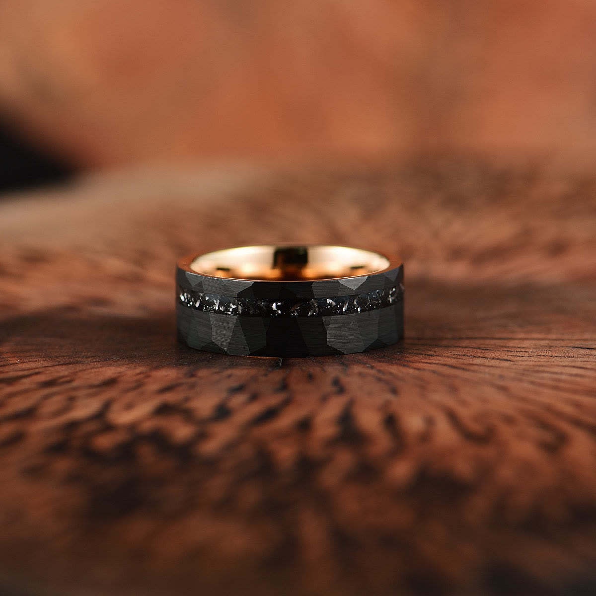 8mm Ares Black Tourmaline Tungsten Carbide Ring-tidenox