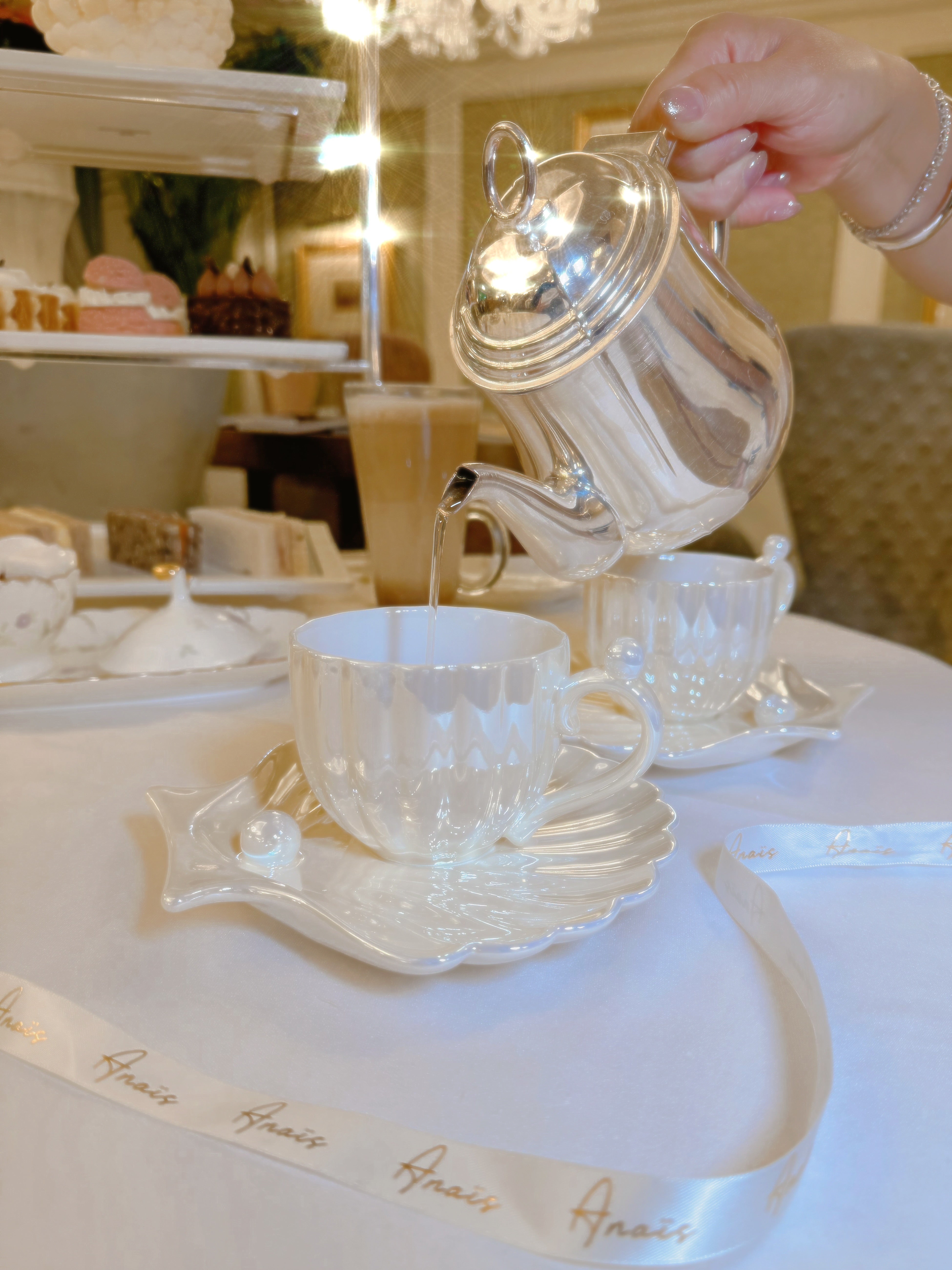 Marée de Pearl – Seashell Ceramic Teacup & Plate Set (Set of 2)-tidenox