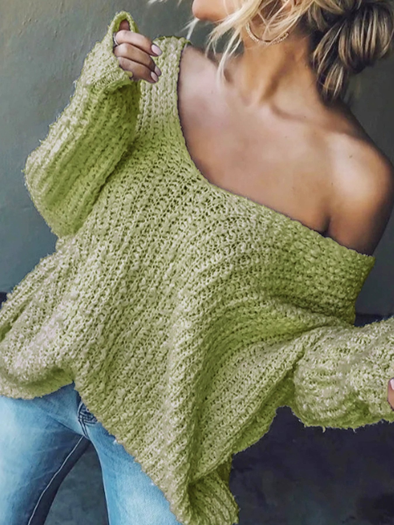 ✨Women's Off-the-Shoulder Sweater Loose Lightweight Pullover Top-tidenox