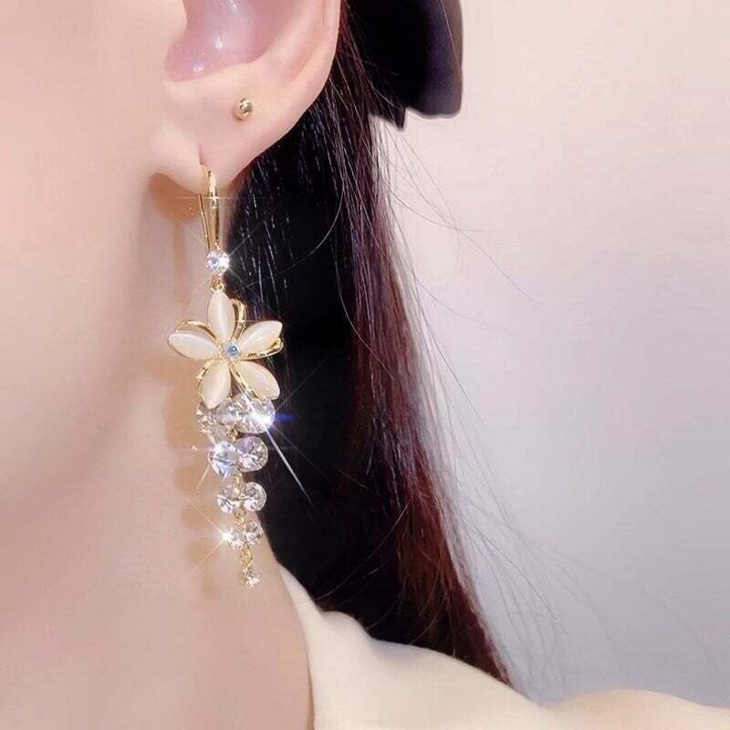 Fashion Flower Zircon Earrings-tidenox