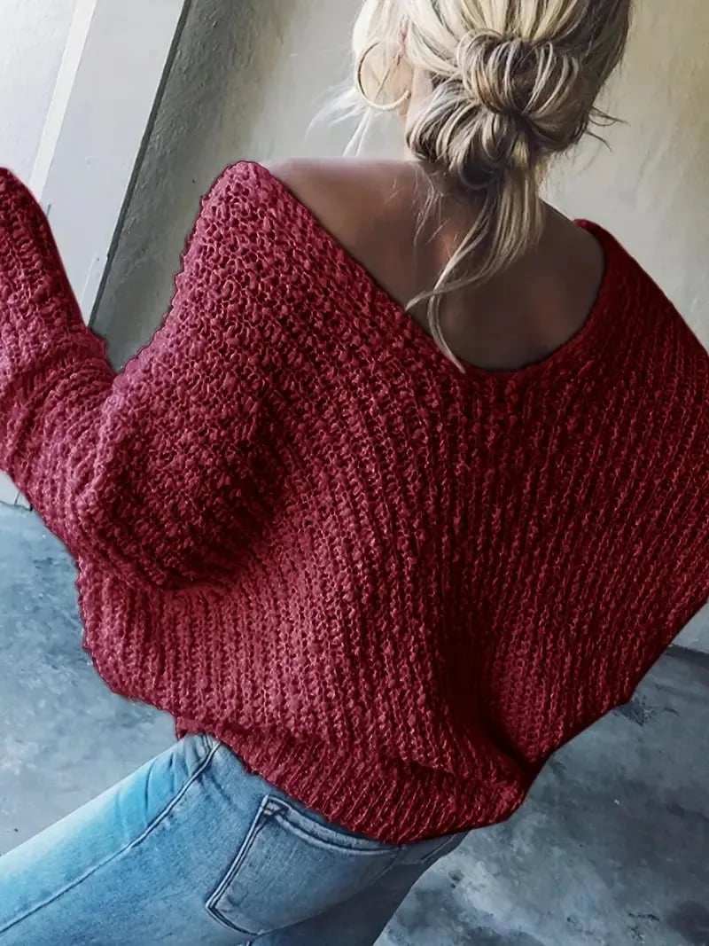 ✨Women's Off-the-Shoulder Sweater Loose Lightweight Pullover Top-tidenox