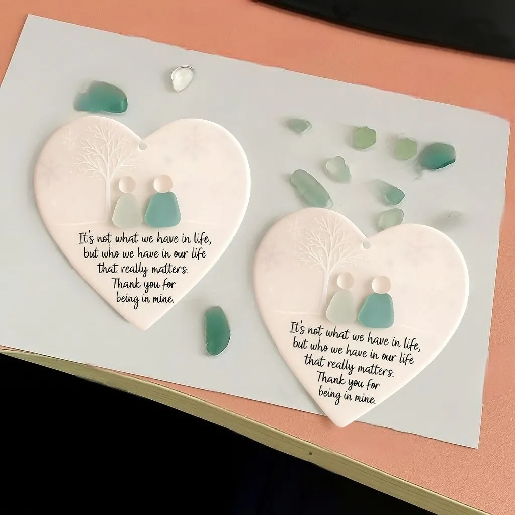 🌊Heart-Shaped Sea Glass Friendship Ornament✨Shaped by Nature & Crafted by Hand💝-tidenox