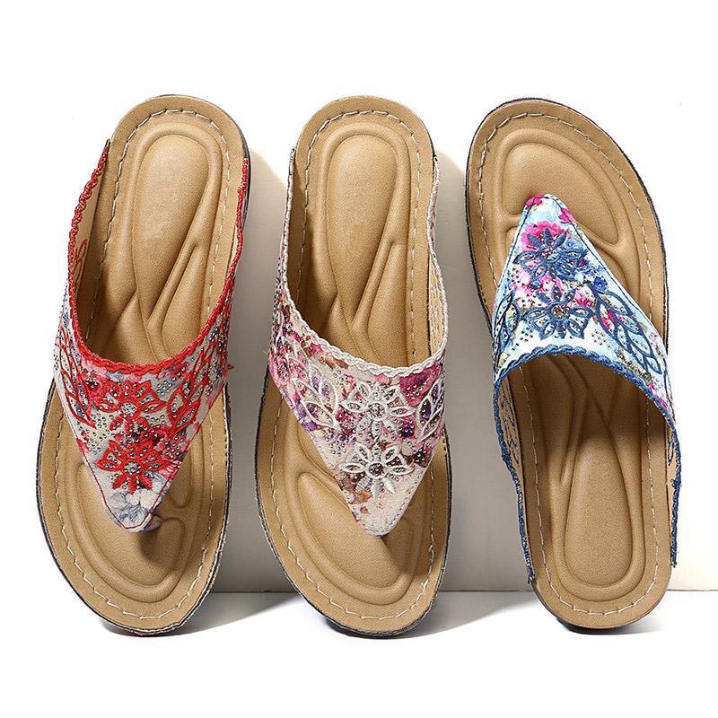 Women's Clip Toe Colorful Flip Flops Stitching Beach Casual Sandals-tidenox