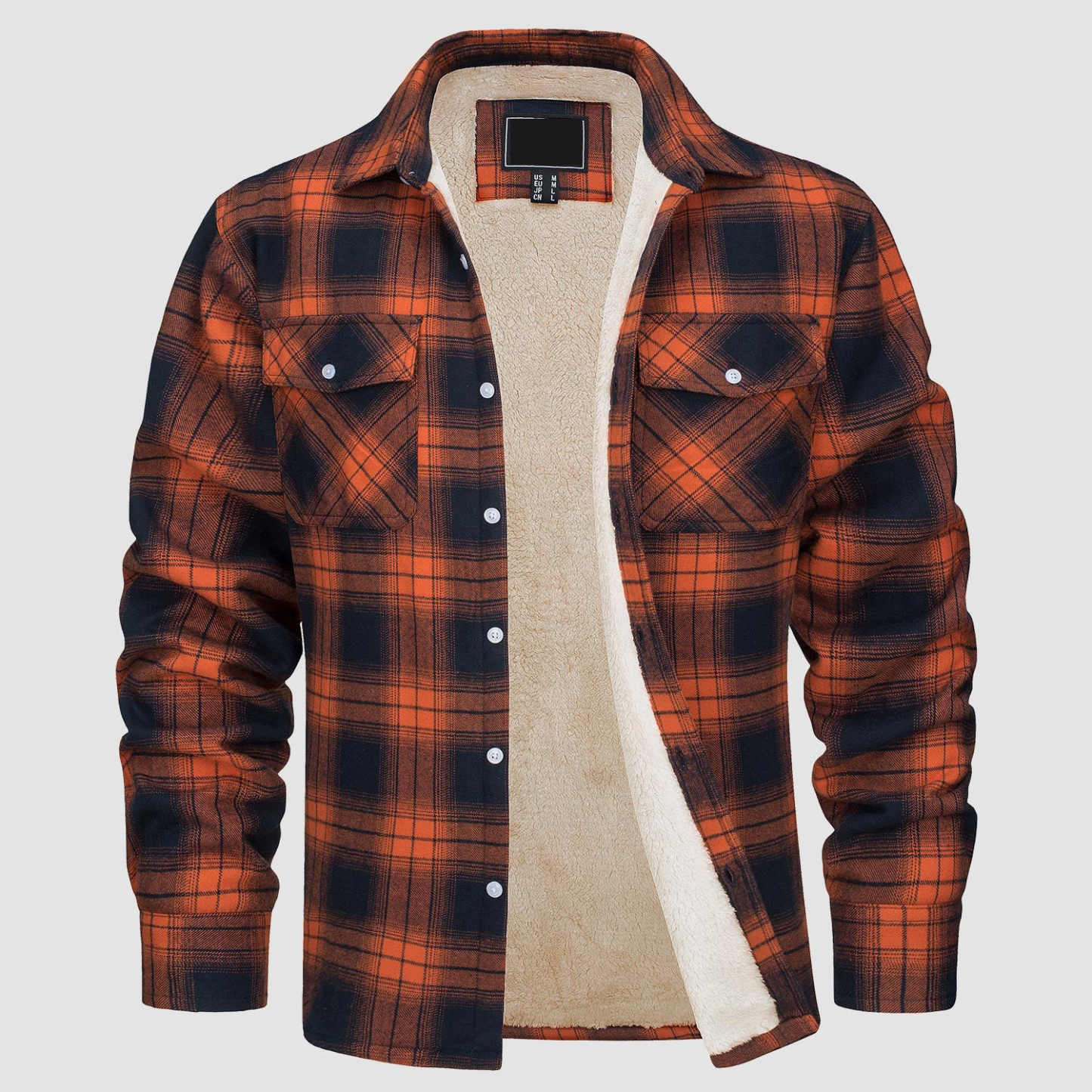 Men's Flannel Shirt Jacket - Fleece Lined Cotton Winter Coat-tidenox