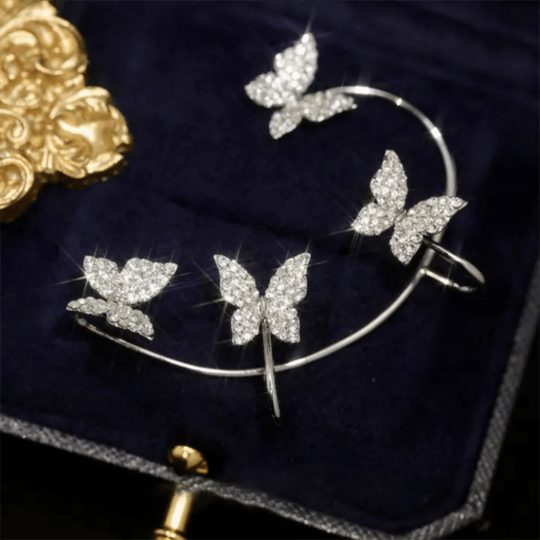 Zircon Butterfly Earrings-tidenox