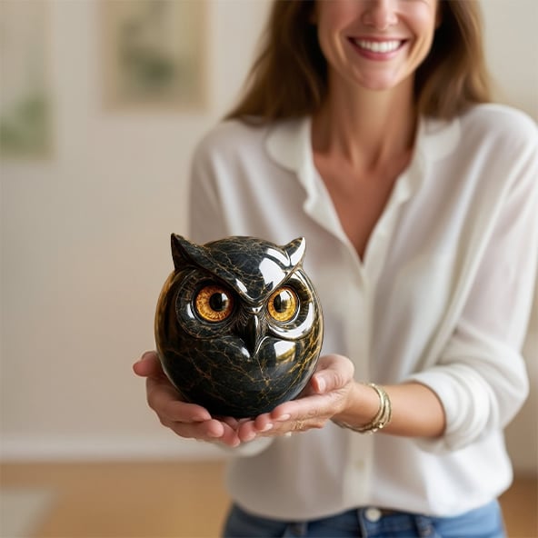 🦉Luxury Owl Stone Sculpture – Sophisticated Home Décor & Perfect Gift Piece 🖤✨🎁