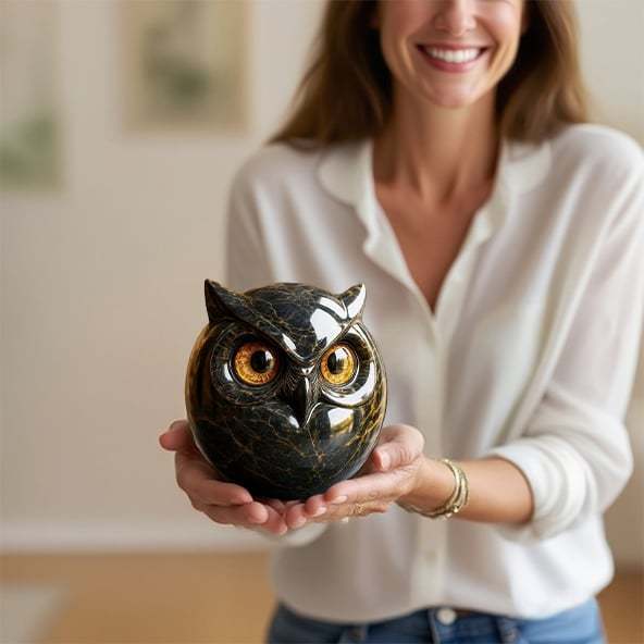 🦉Luxury Owl Stone Sculpture – Sophisticated Home Décor & Perfect Gift Piece 🖤✨🎁