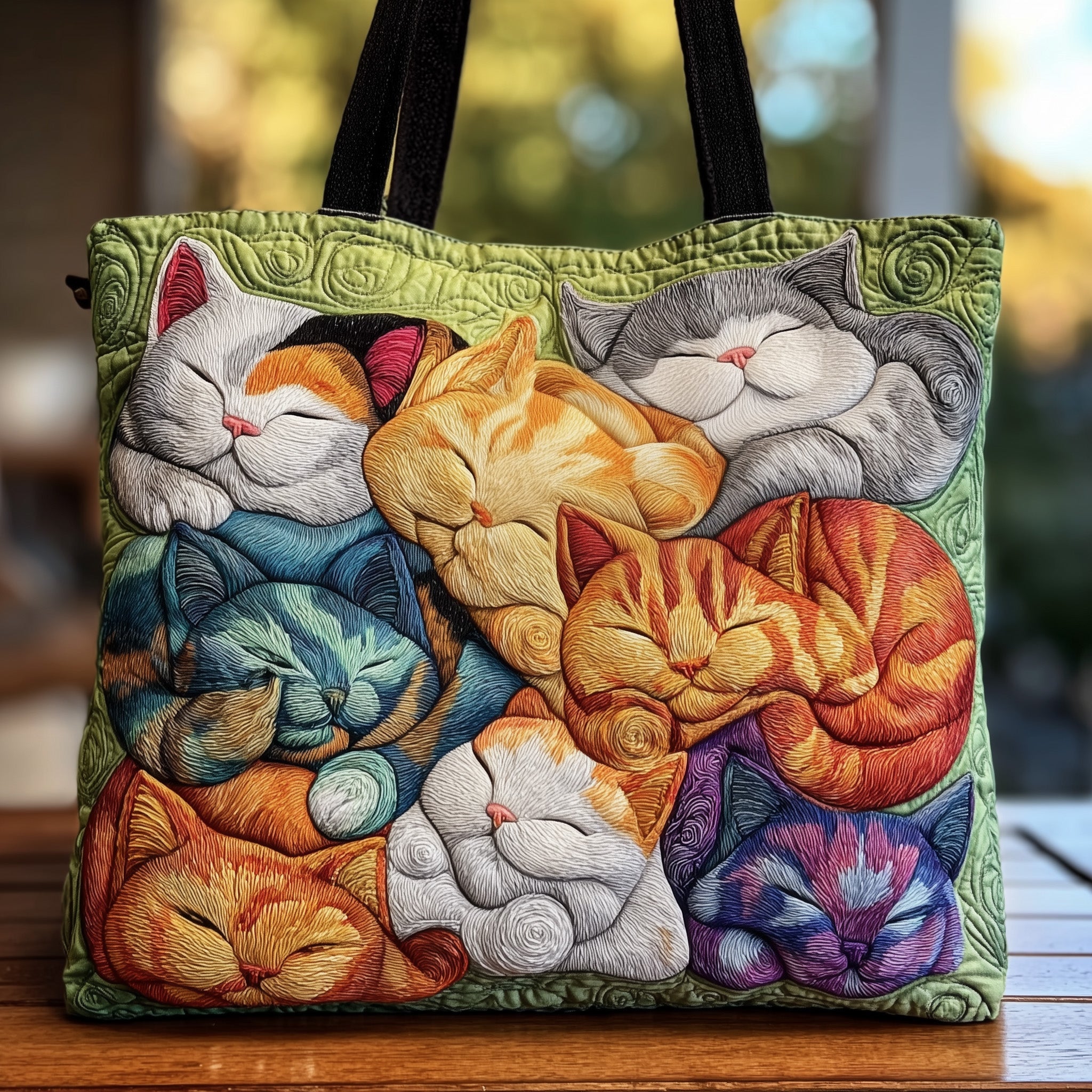 Sleeping Cat Quilted Tote Bag GFTOMA1698-tidenox