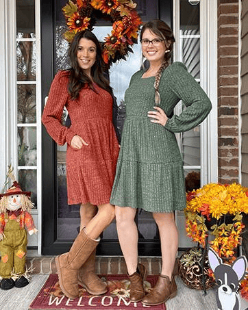 🍂Last Day Promotion 49% OFF🔥Womens Square Neck Long Sleeve Fall Dresses Casual Babydoll Sweater Dress-tidenox