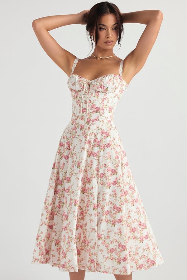 PRINT BUSTIER SUNDRESS-tidenox