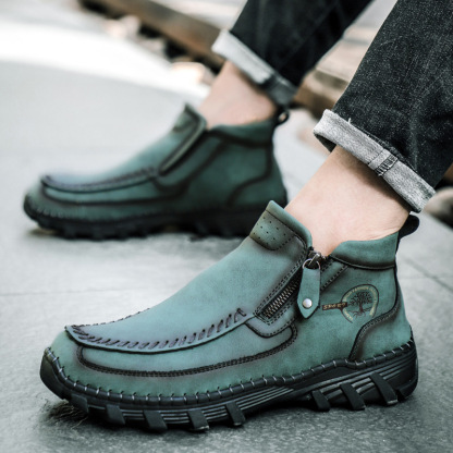 (🔥Christmas Clearance sale - 50% OFF)  Men's Vintage Casual Soft And Breathable Side Zipper Cowhide Leather Boots-tidenox