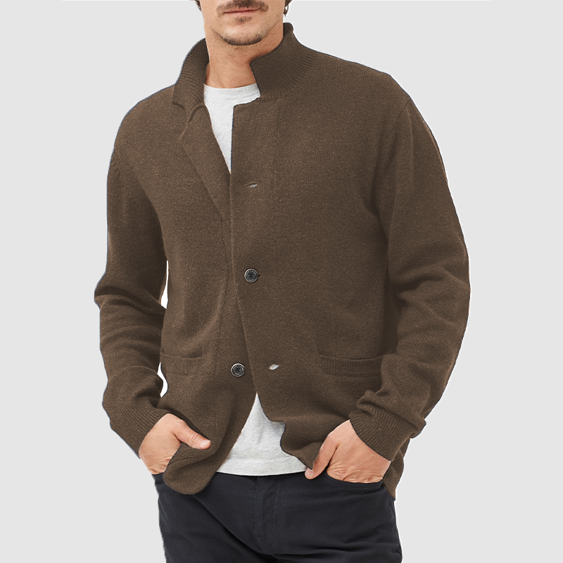 Men's Cardigan Casual Sweater Solid Color Sweater-tidenox