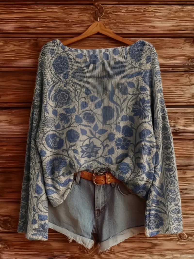 Women's Boho Vintage Print Sweaters-Lazy leisure fashion-tidenox