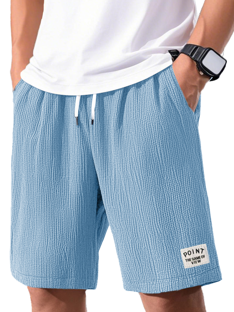 Men's Fashion Casual Short-sleeved Pleated Fabric Shorts-tidenox