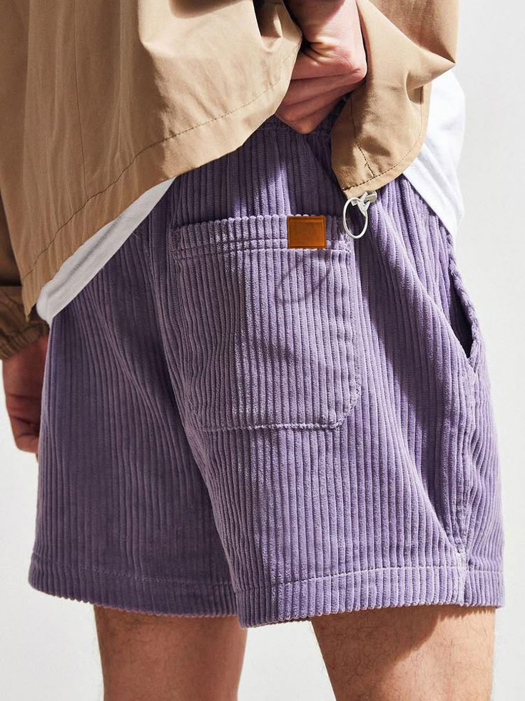 Men's Fashion Retro Sports Corduroy Fabric Shorts-tidenox