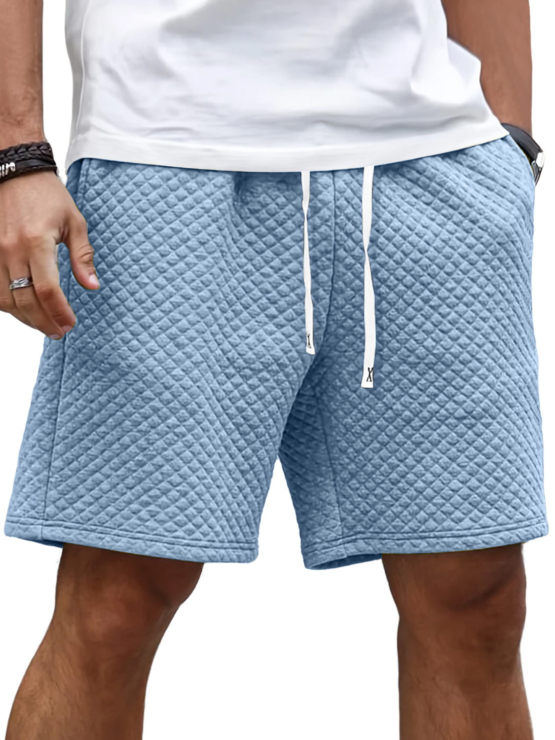 Men's Daily Diamond Elastic Waist Casual Shorts-tidenox