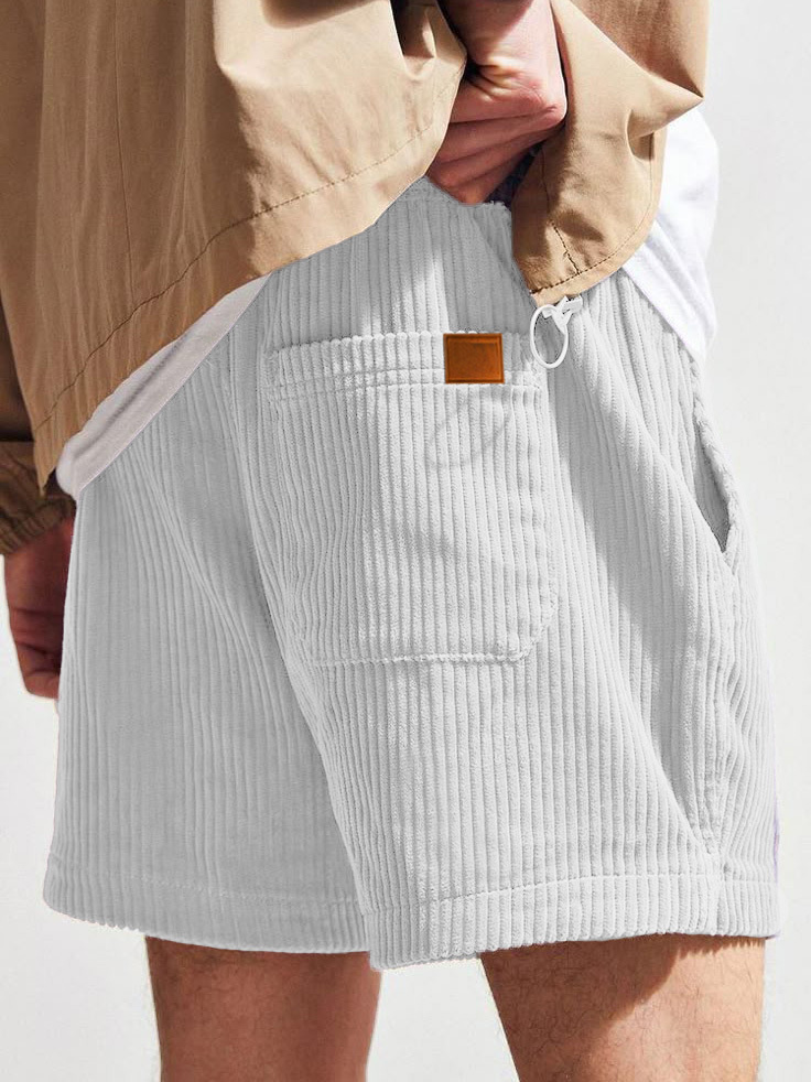 Men's Fashion Retro Sports Corduroy Fabric Shorts-tidenox