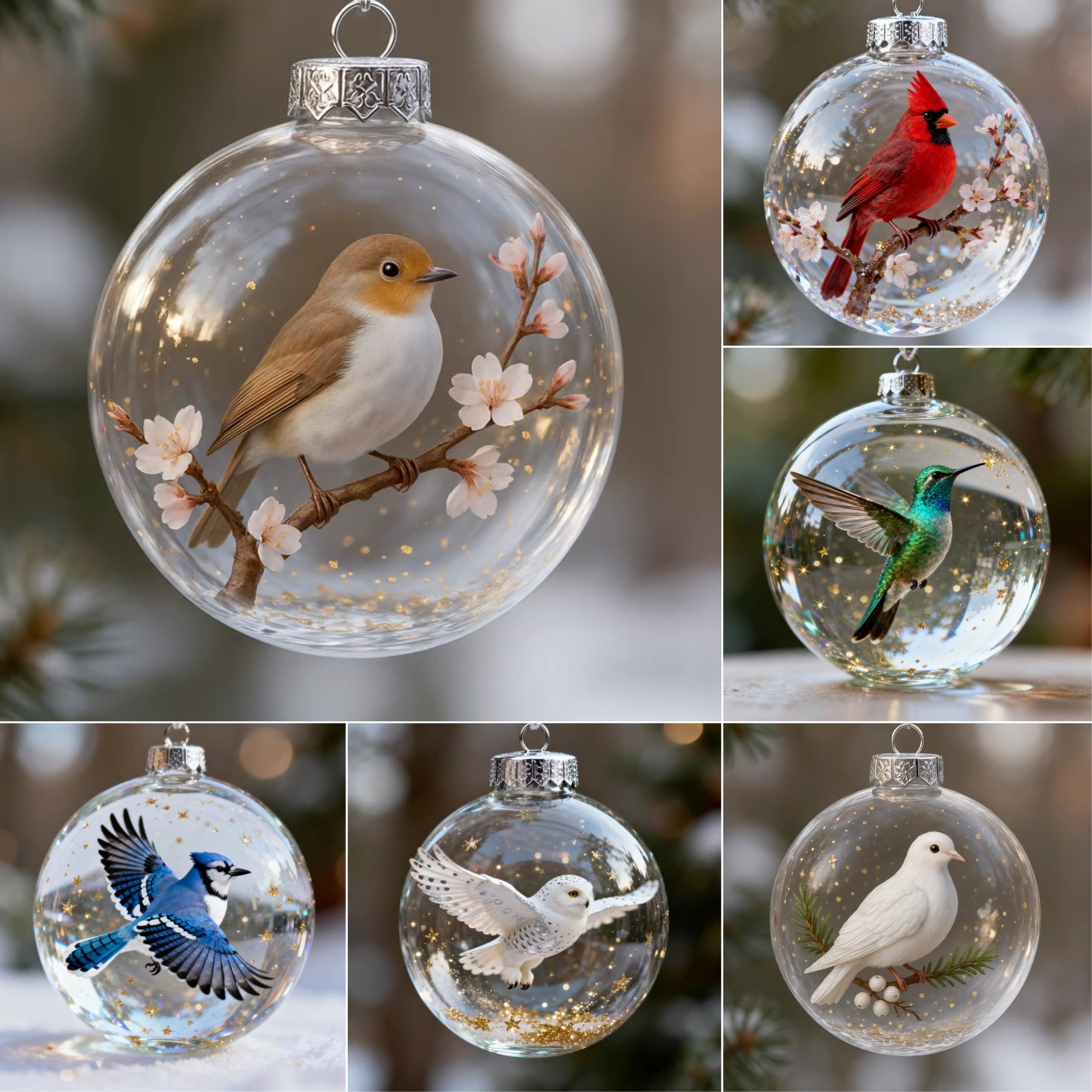 🔥LAST DAY 49% OFF🐦Nature's Birds Crystal Glass Ornament Gift Set-tidenox