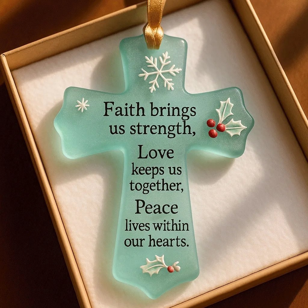 ✝️Inspirational Cross Sea Glass Christmas Ornament