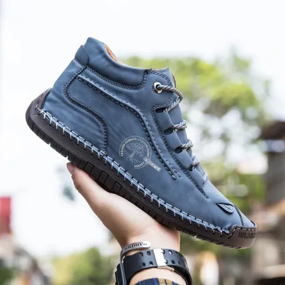 (⏰LAST DAY - 50% OFF🛒)Men's Retro Hand-Stitched Pigskin Boots – Wide Toe, Breathable, Non-Slip, Arch Support, Memory Foam Insole, Lightweight & Comfortable for Walking & Driving-tidenox