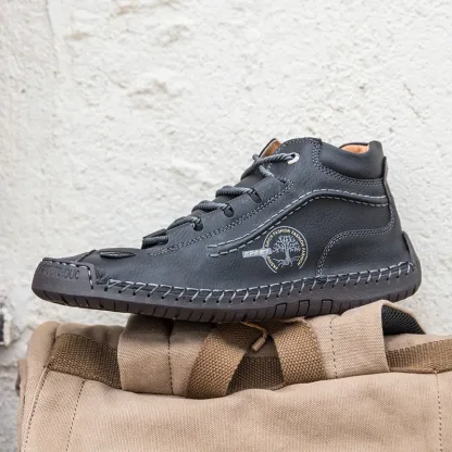 (⏰LAST DAY - 50% OFF🛒)Men's Retro Hand-Stitched Pigskin Boots – Wide Toe, Breathable, Non-Slip, Arch Support, Memory Foam Insole, Lightweight & Comfortable for Walking & Driving-tidenox