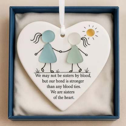 🌊💞Heart-Shaped Sisters Sea Glass Ornament✨Shaped by Nature & Crafted by Hand💝-tidenox