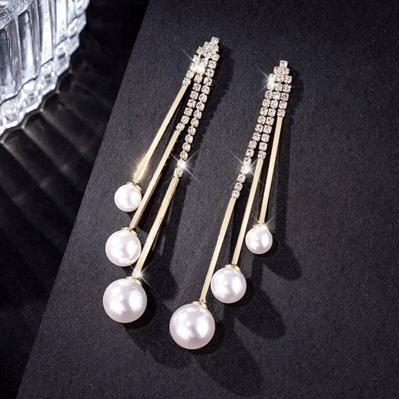 Fashion Diamond Ball Tassel Earrings-tidenox