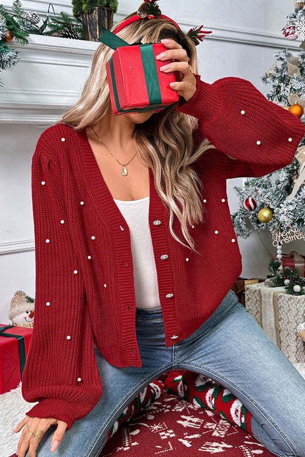 Merry Christmas Long Sleeve Open Front Sweater-tidenox