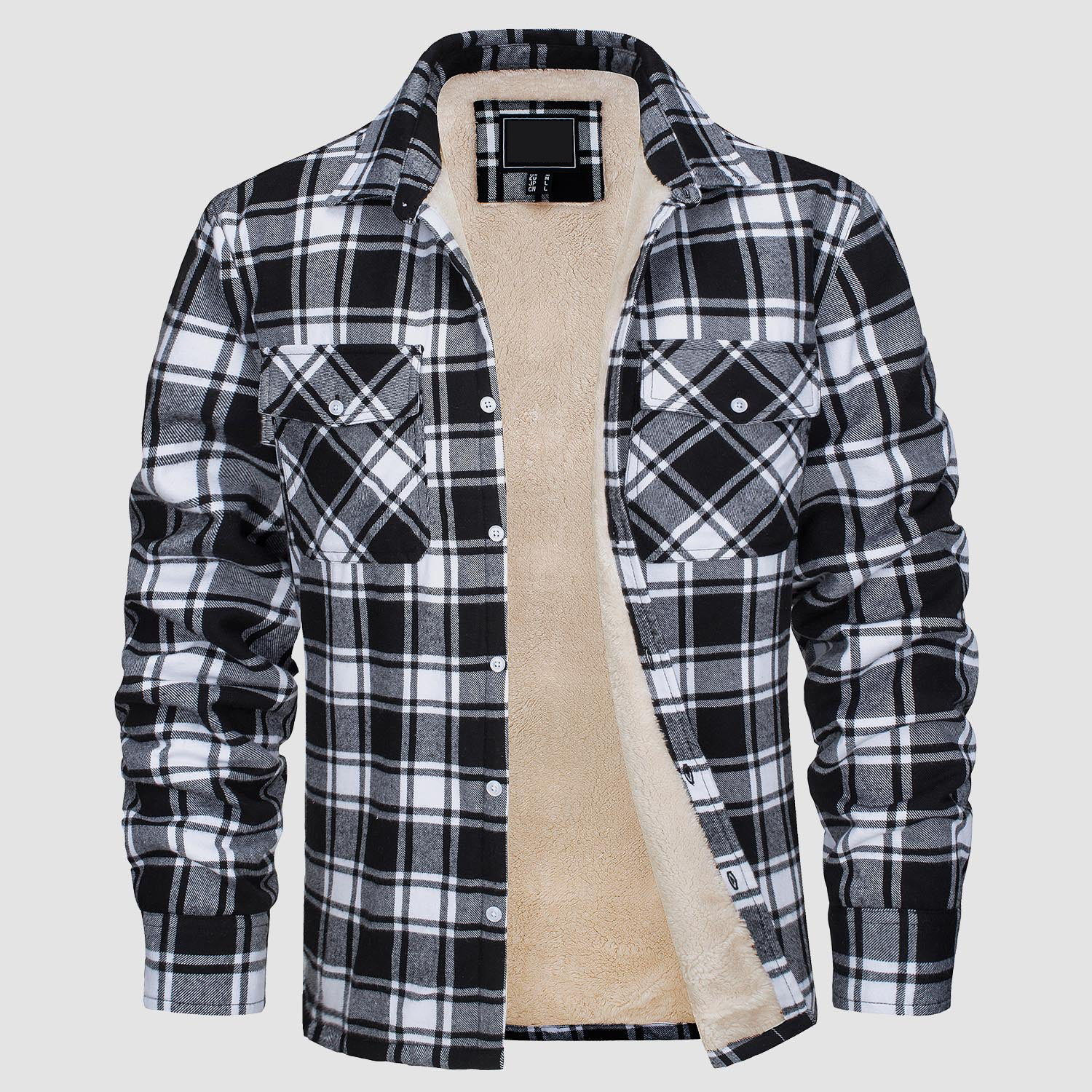 Men's Flannel Shirt Jacket - Fleece Lined Cotton Winter Coat-tidenox