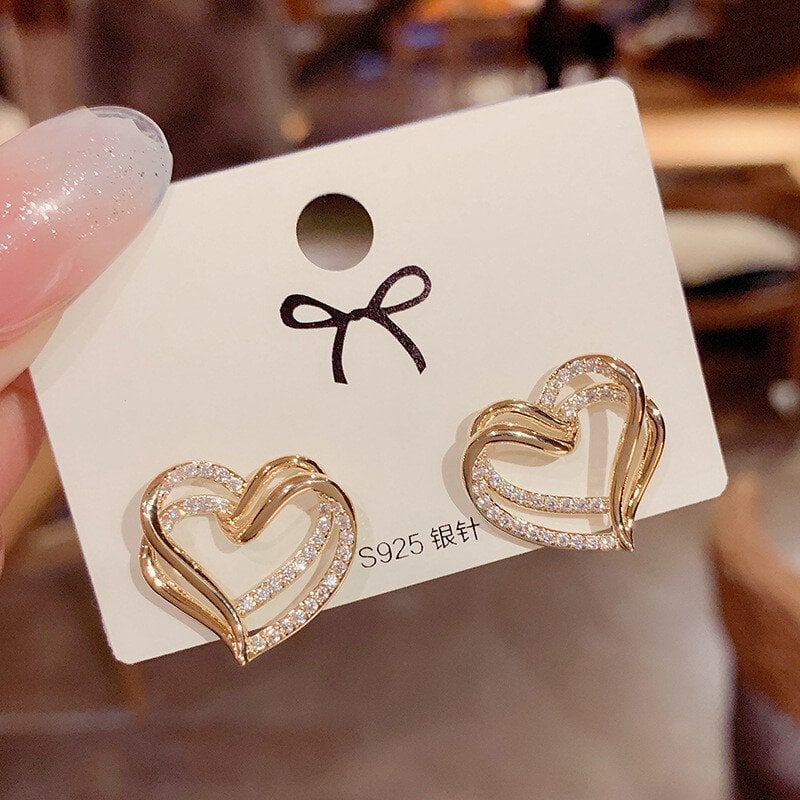 Double hollow love earrings-tidenox