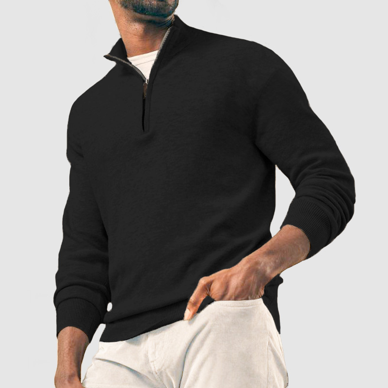 Men's Casual Basic Zipper Pullover Cashmere Sweater ( NEW )-tidenox