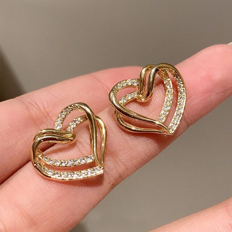Double hollow love earrings-tidenox
