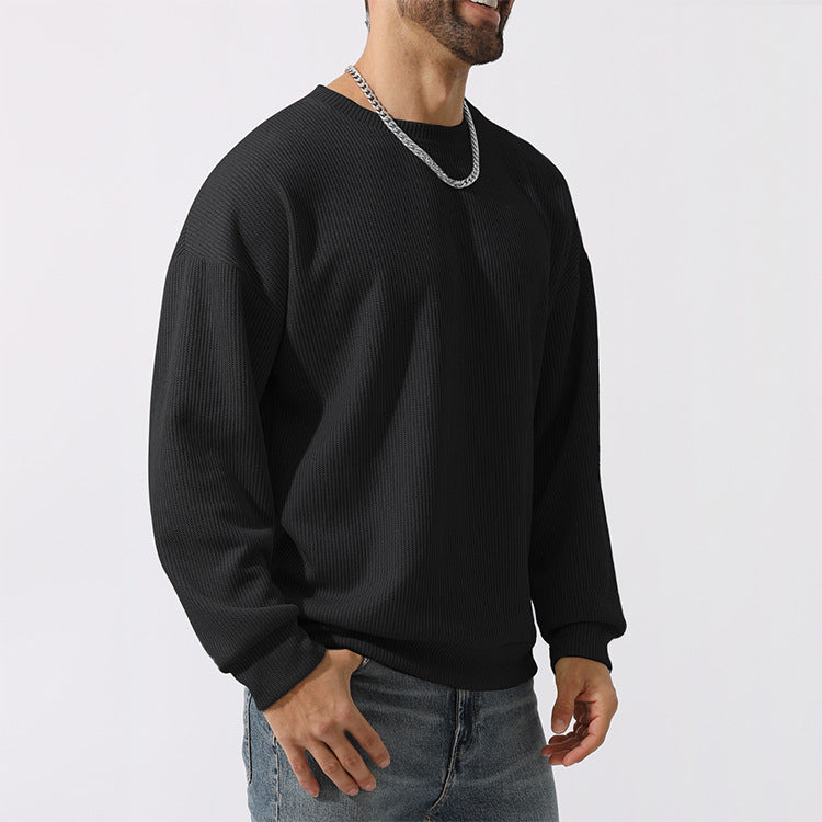 Men's Winter Sweater Loose Round Neck Thickened Sweater-tidenox