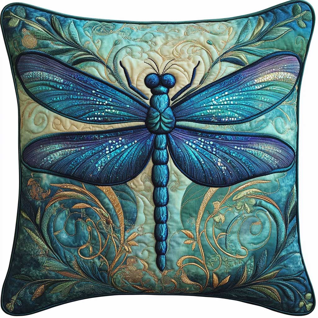 Torquoise Dragonfly WP2502078CL Quilt Pillow Case-tidenox