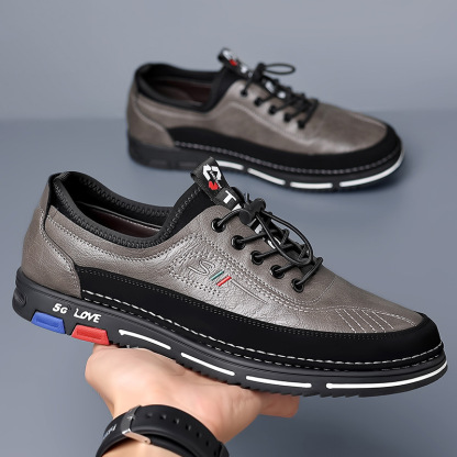Men's Cowhide Leather Casual Comfort Loafers-tidenox