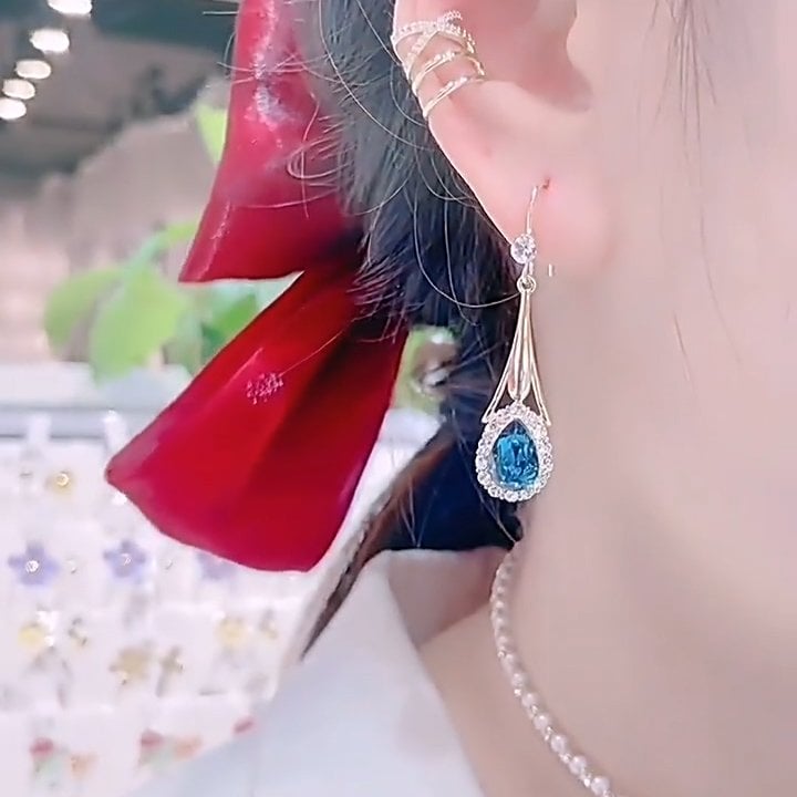 (🔥NEW) Blue drop crystal earrings-tidenox